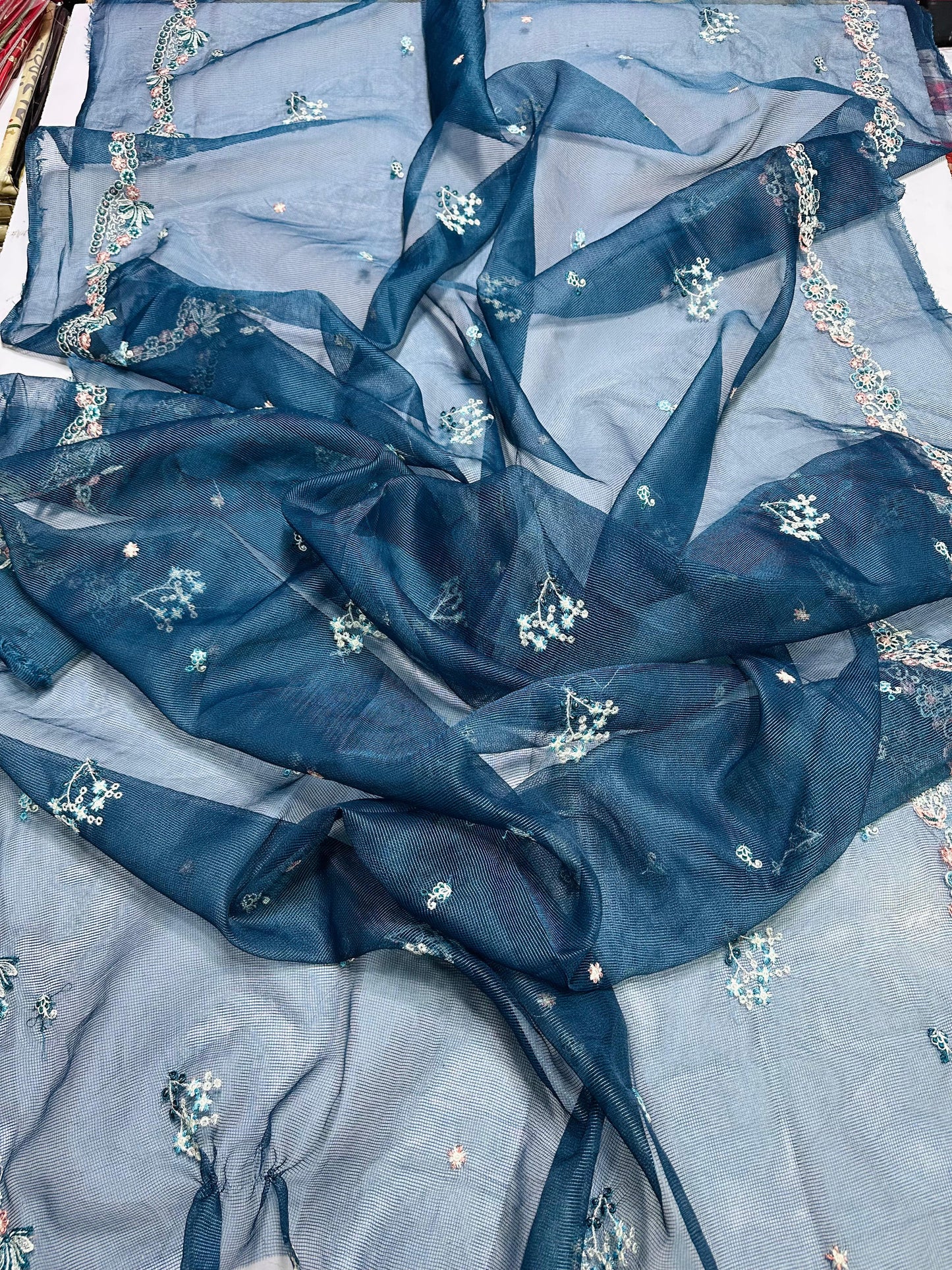 BLUE LAWN Unstitched suit QALAMKAR Replica (summer)