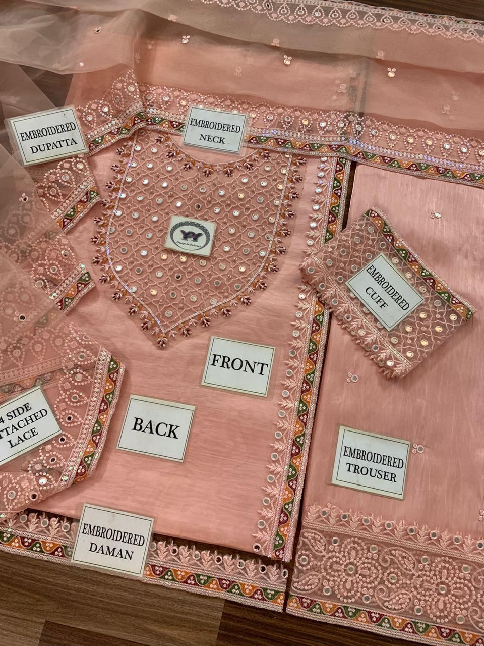 PINK Shisha Silk Fabric Rajasthani design