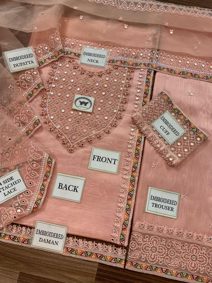 PINK Shisha Silk Fabric Rajasthani design