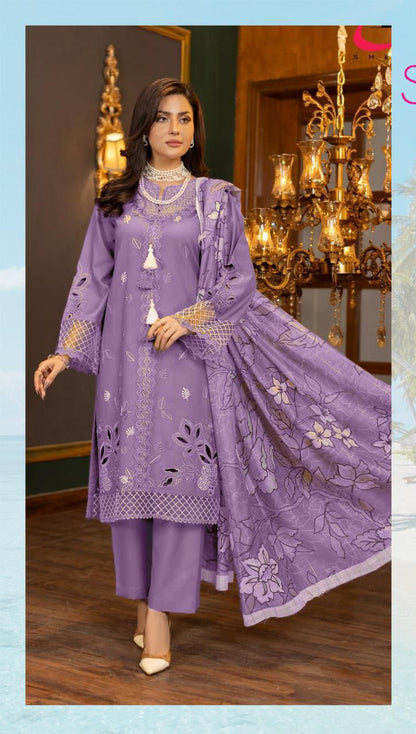 SUMMER LAWN PURPLE EMB Unstitched