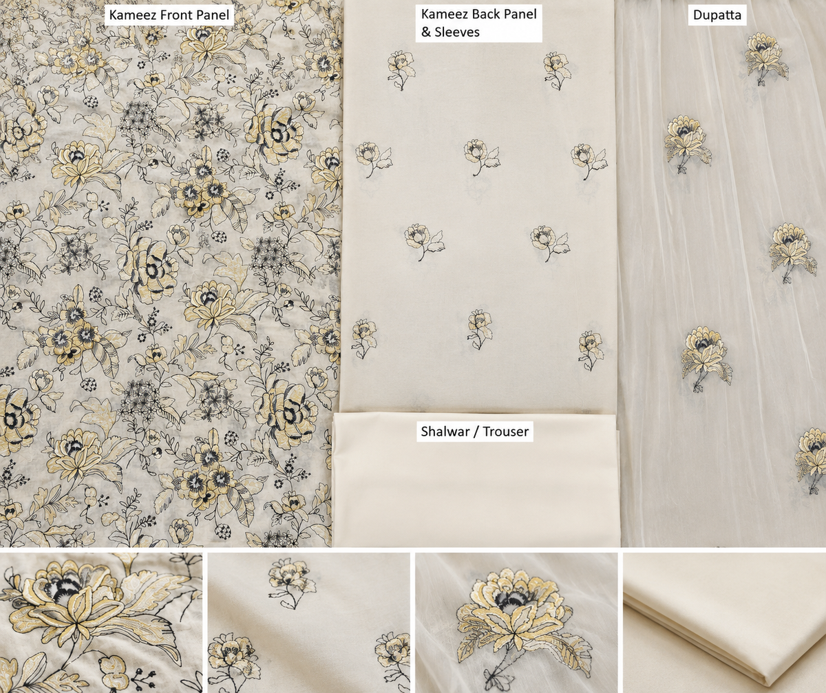 Bareeze ALMOND CREAM Embroidered Karandi Unstitched