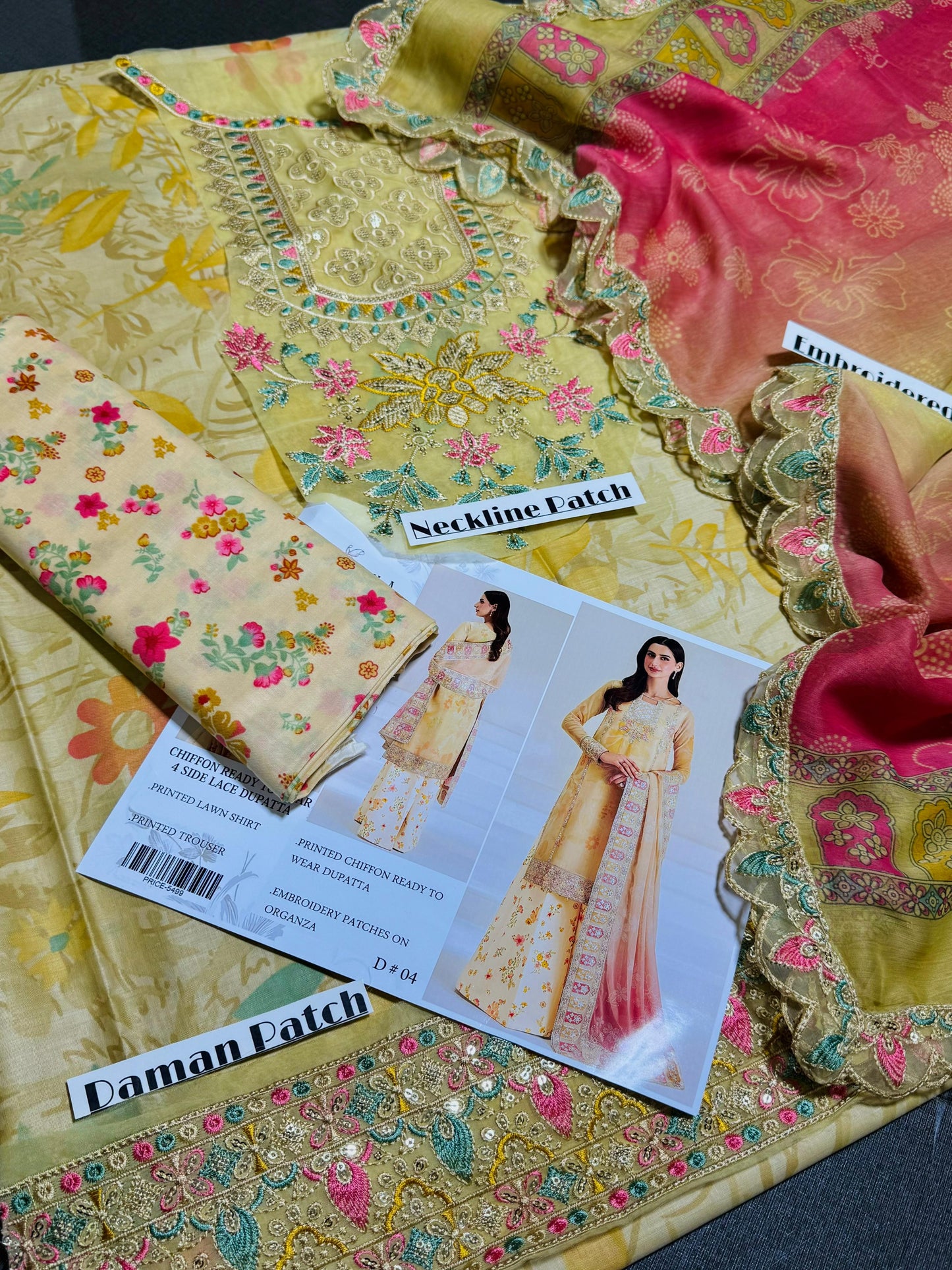 FARASHA DIGITAL PRINTED LAWN with PATCHES 3p unstitched
