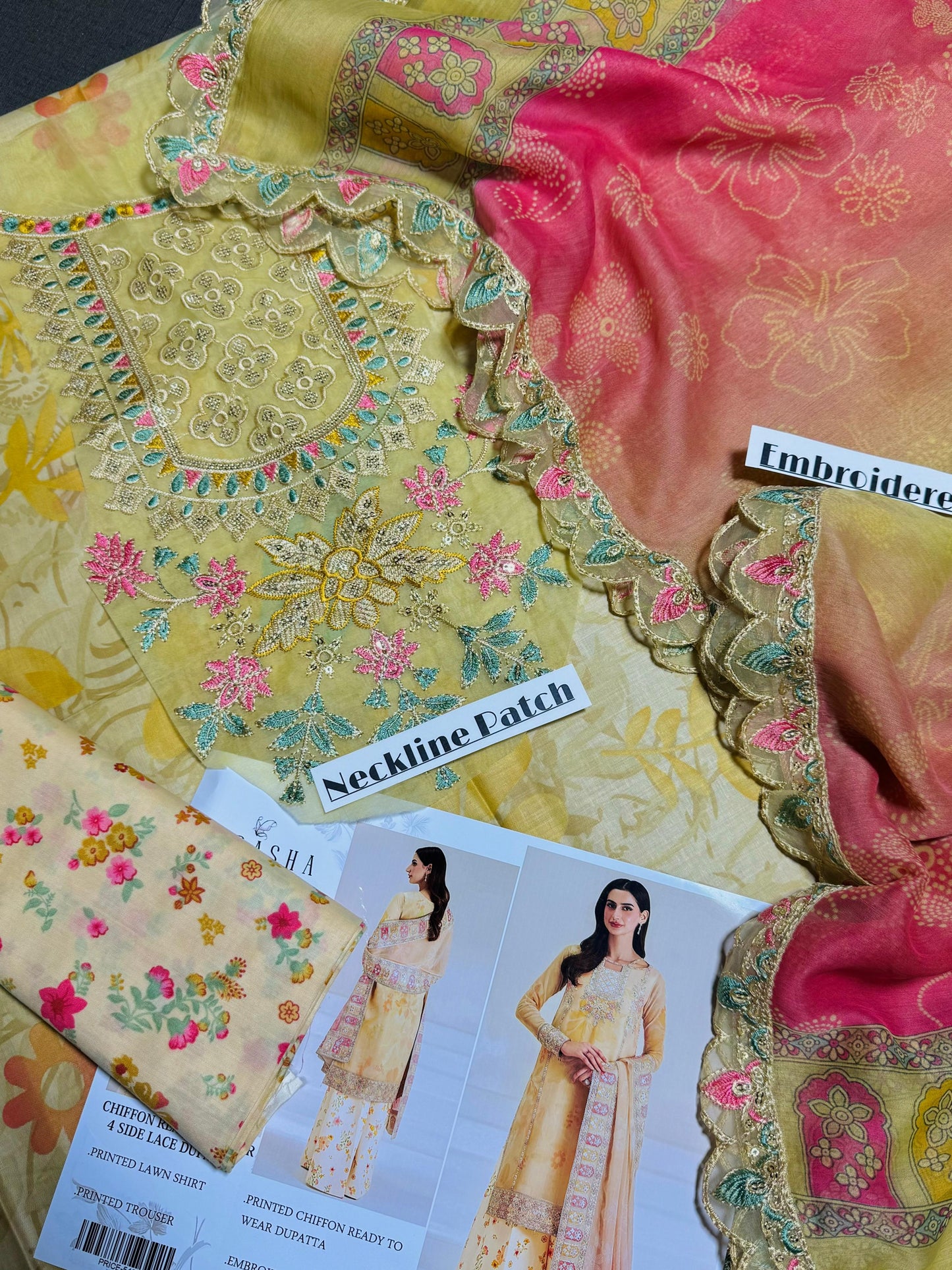 FARASHA DIGITAL PRINTED LAWN with PATCHES 3p unstitched