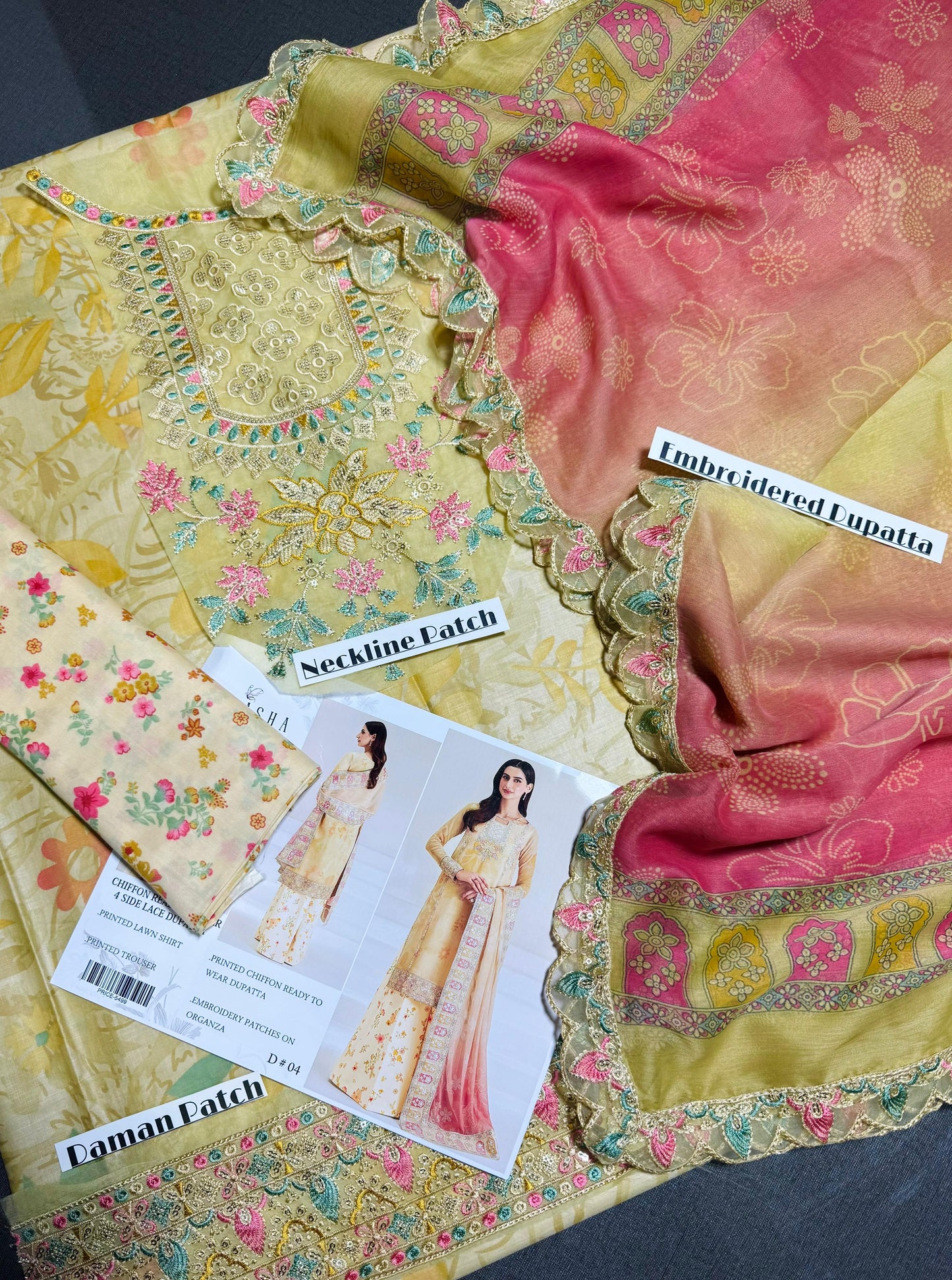 FARASHA DIGITAL PRINTED LAWN with PATCHES 3p unstitched