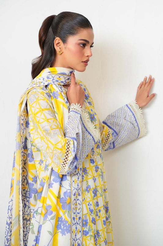 FARASHA YELLOW - DIGITAL PRINTED LAWN 3p unstitched