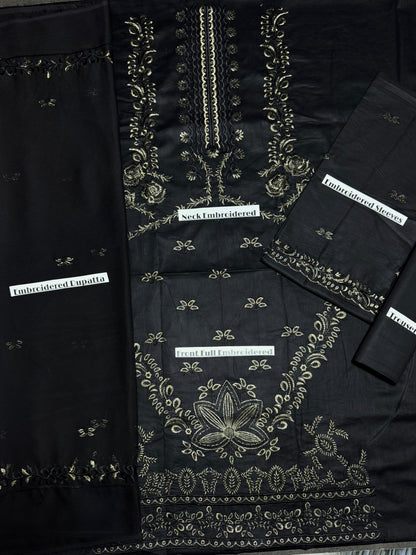 DANANEER LAWN BLACK & BLUE unstitched 3p suit