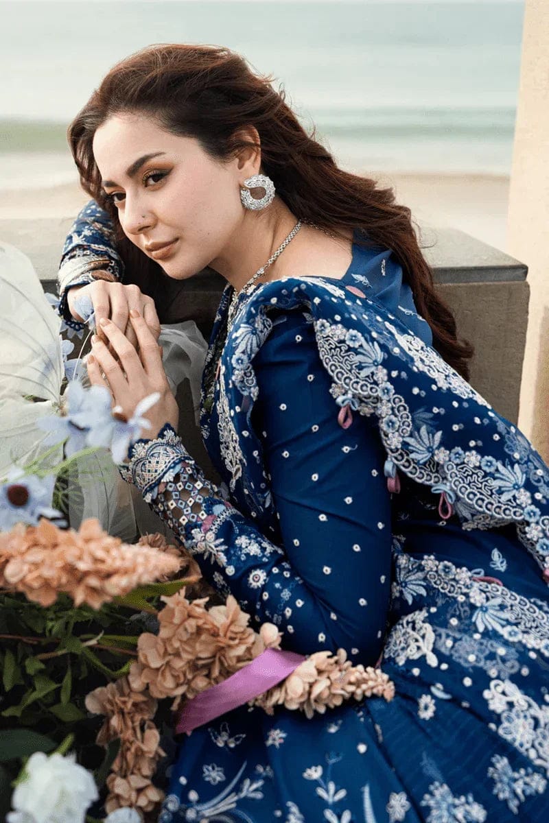 BLUE LAWN Unstitched suit QALAMKAR Replica (summer)
