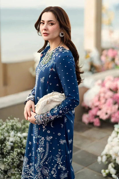 BLUE LAWN Unstitched suit QALAMKAR Replica (summer)