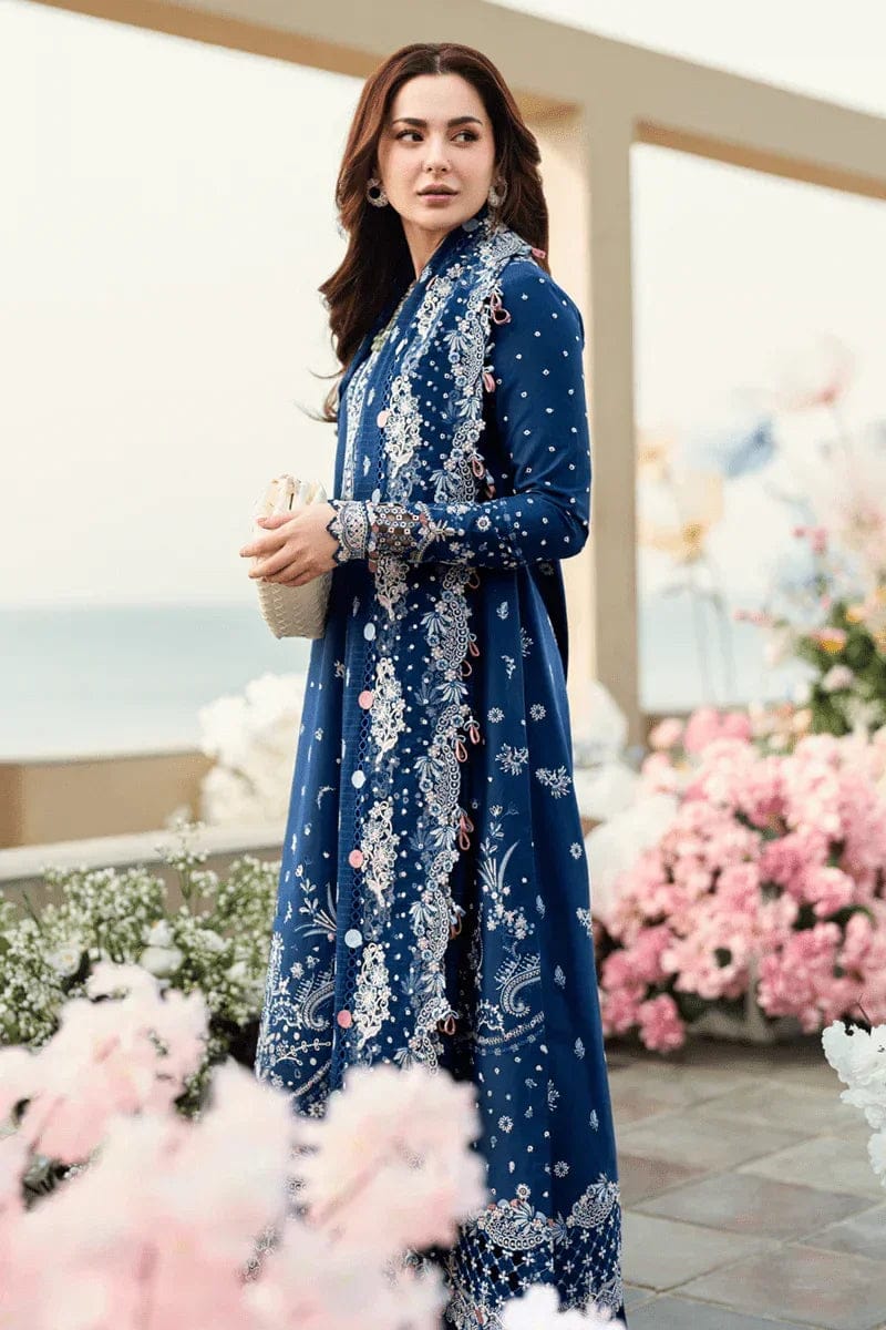 BLUE LAWN Unstitched suit QALAMKAR Replica (summer)