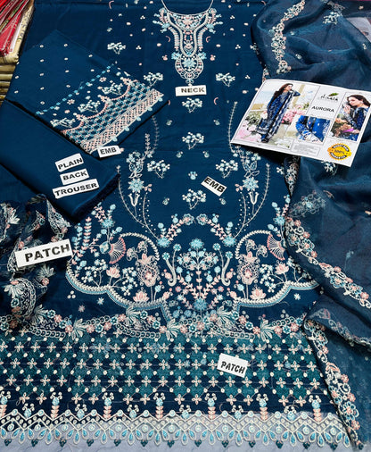 BLUE LAWN Unstitched suit QALAMKAR Replica (summer)