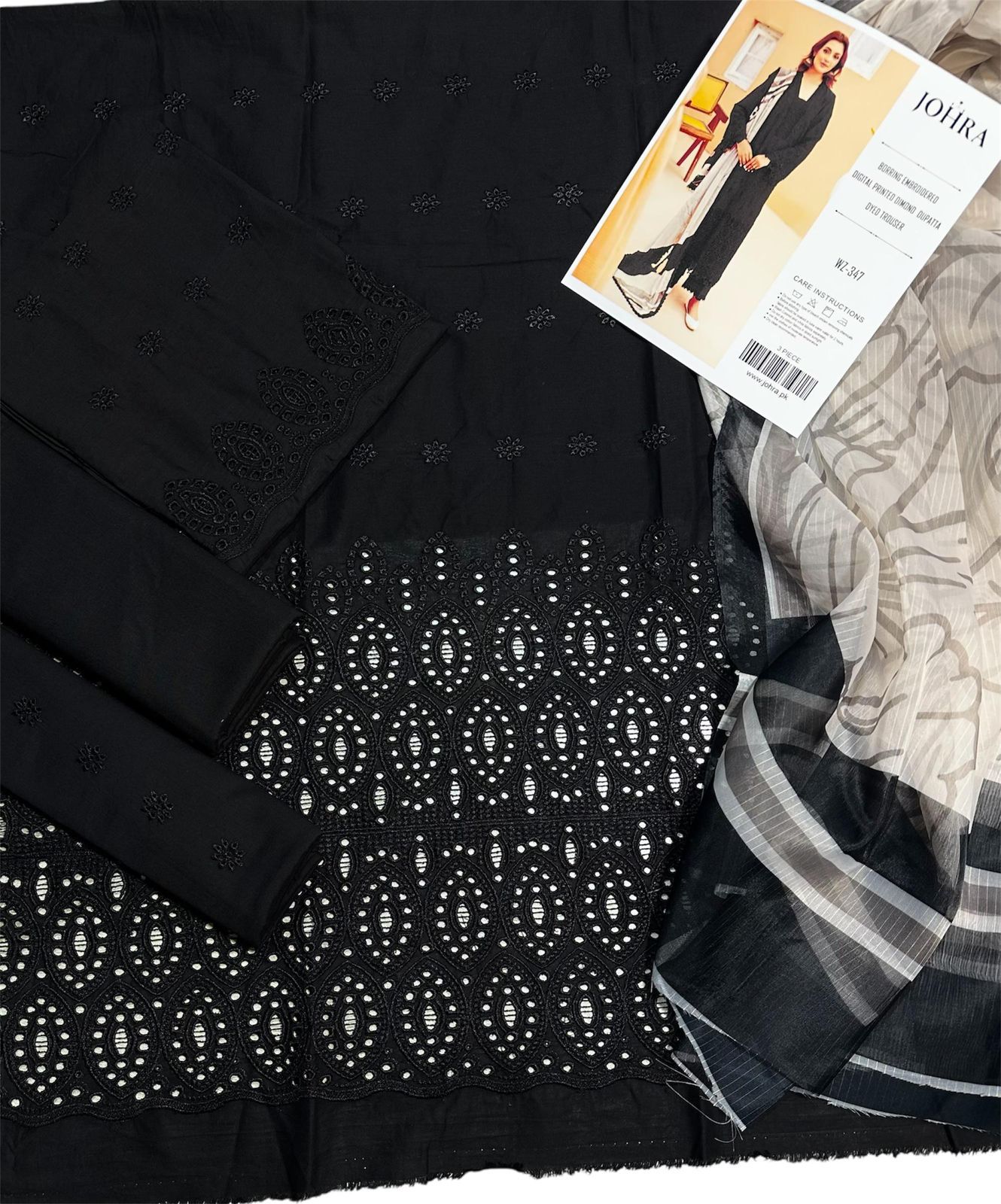 JOHRA LAWN BLACK Embroidered - Unstitched 3p suit