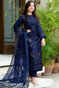 DANANEER LAWN BLACK & BLUE unstitched 3p suit